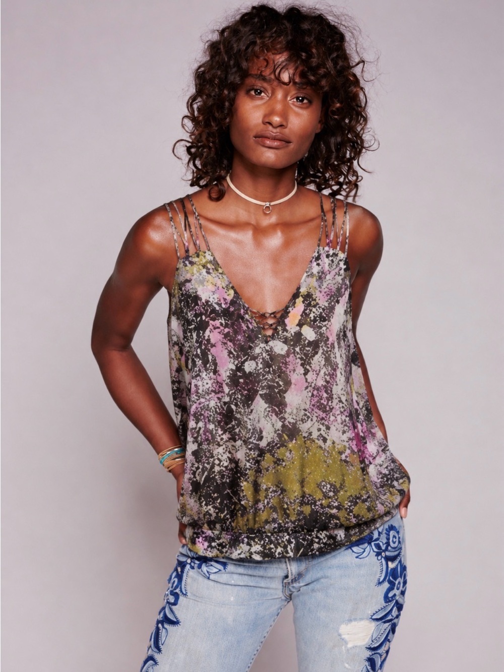 Anthropologie 100% Silk Leifsdottir Multicolor Top Blouse Size 8 Boho Festival
